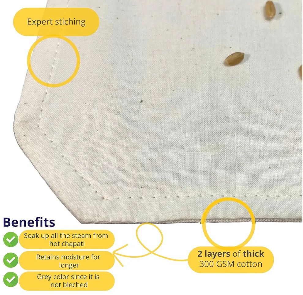 Premium Cotton Double Layer Roti Clothes Wrap With Flapes