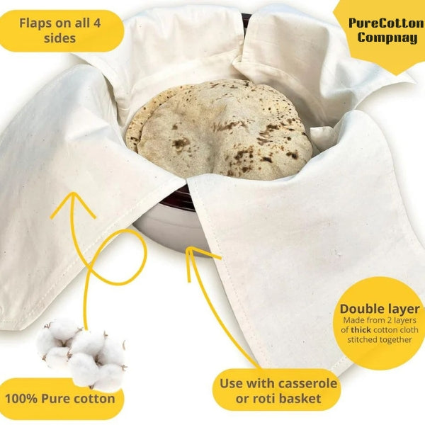 Premium Cotton Double Layer Roti Clothes Wrap With Flapes